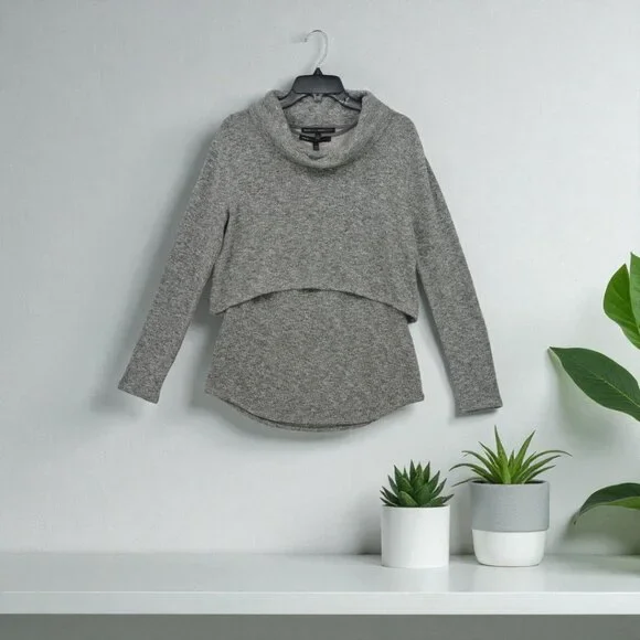 White House Black Market Gray Layered Knit Cowl Neck Sweater + Tank Set (Size S) - Picture 16 of 16